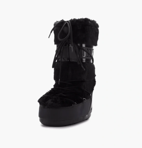 Moon Boot Classic Faux Fur Boots Black 