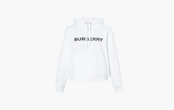 Burberry Letter Print Hooded Long Sleeve Sweatshirt White 