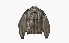 Acne Studios Leather Bomber Jacket Green