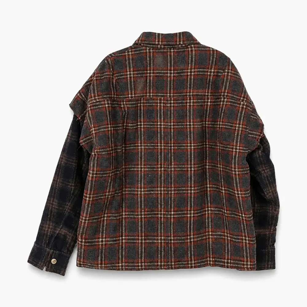 ARNODEFRANCE Double Flannel Overshirt Brown