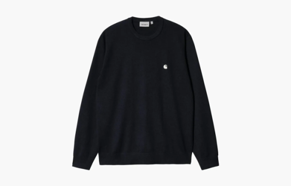 Carhartt WIP FW22 Madison Sweater Dark Navy Wax Logo 