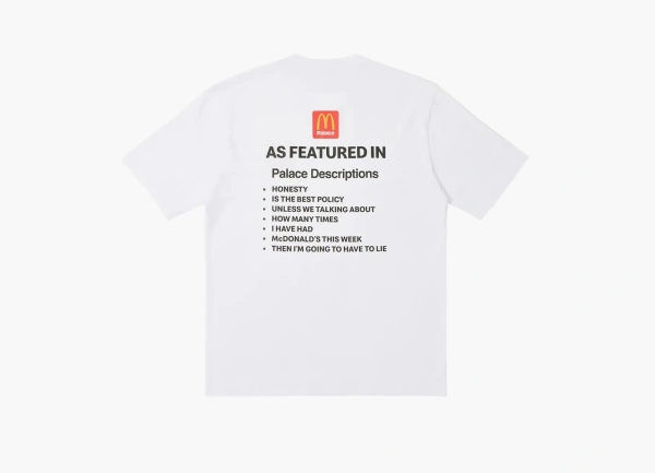 Palace x McDonald's Description T-Shirt White Description 1  Palace x McDonald's Description T-Shirt White Description 1