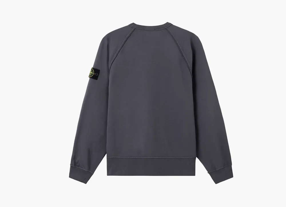 Stone Island Organic Cotton Fleece Crewneck Sweatshirt Blue Grey