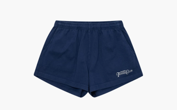 Sporty & Rich Rizzoli Logo Printed Track Shorts Navy Blue 