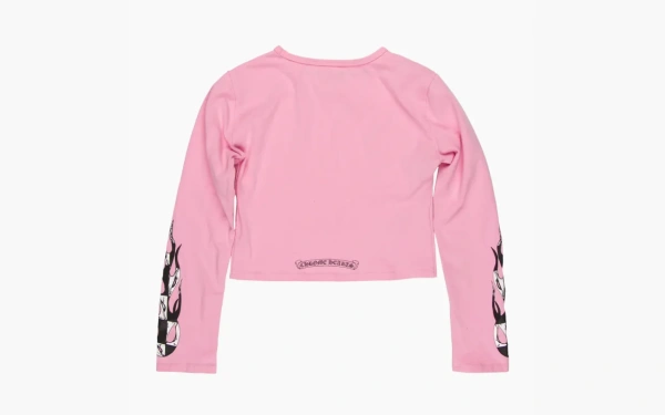 Chrome Hearts Matty Boy Flame Crop Graphic Print Top Pink 