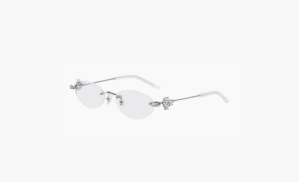 Gentle Monster Metal Gemstone Oval Eyeglass Frames Unisex Silver 