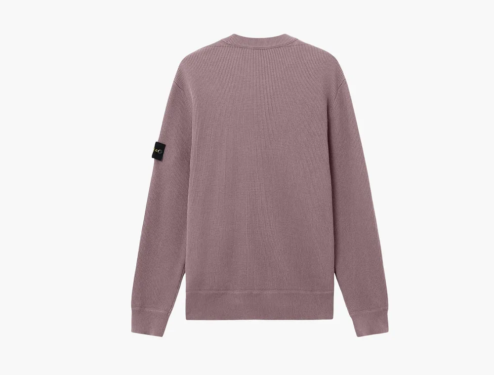 Stone Island Ribbed Soft Organic Cotton Crewneck Jumper Purple Grey