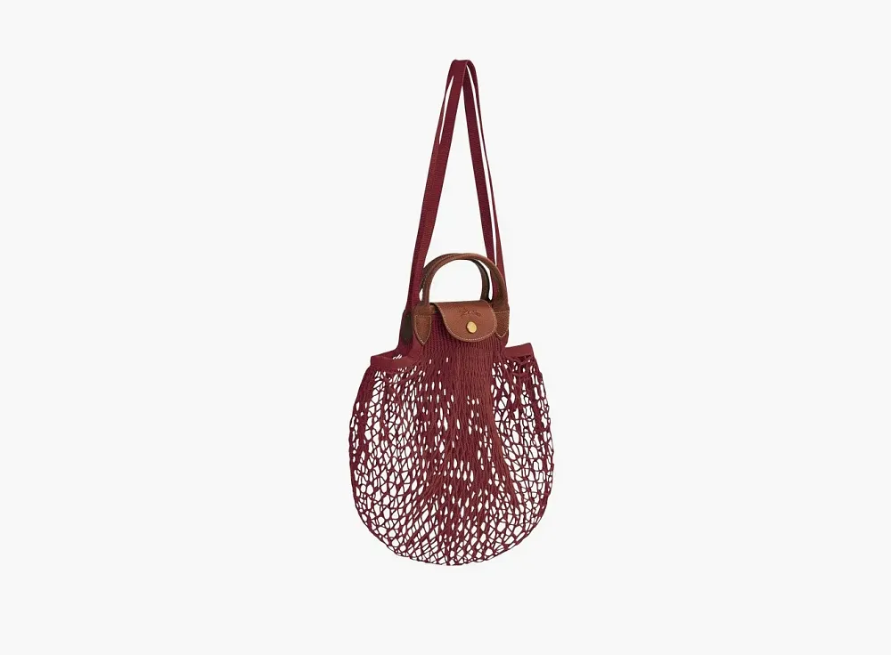 Longchamp Le Pliage Filet Top Handle Bag  Mahogany