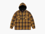 Supreme Lined Zip Up Hooded Flannel Shirt Yellow 