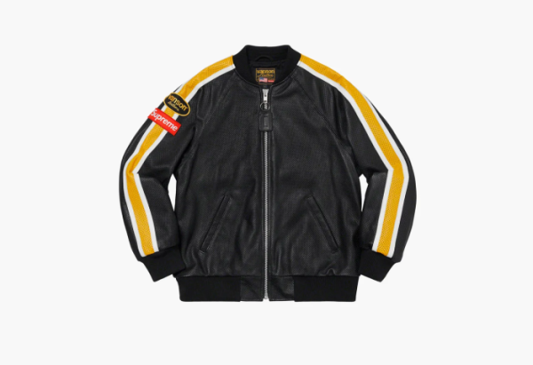 Supreme x Vanson Leathers  Perforated Bomber Jacket Black 