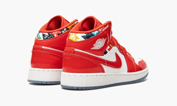 Air Jordan 1 Mid SE GS Barcelona Sweater Red Patent 