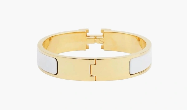 Hermes Clic H Bracelet White & Gold  