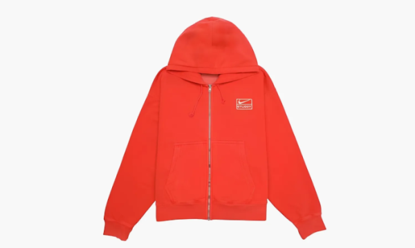 Nike X Stussy Pigment Dyed Fleece Zip Hoodie Habanero Red 