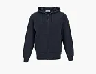 Stone Island Organic Cotton Fleece Hooded Sweatshirt with Drawstring Hood and Zip Navy Blue