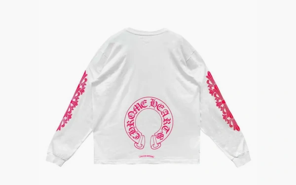 Chrome Hearts Classic Horseshoe Long Sleeve White Pink 