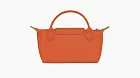 Longchamp Le Pliage Green Handle Pouch Orange Carrot