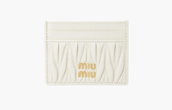 Miu Miu Matelasse Nappa Leather Card Holder White  Miu Miu Matelasse Nappa Leather Card Holder White
