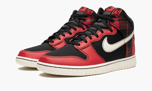 Nike Dunk High Plaid - Black / Red 