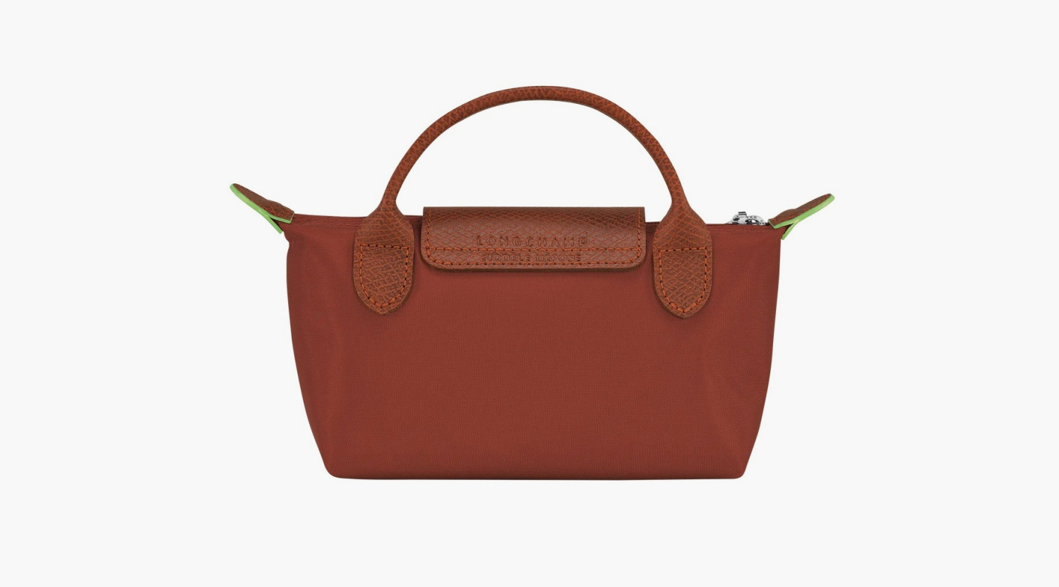 Longchamp Le Pliage Green Handle Pouch "Chestnut" 