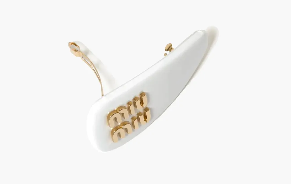 Miu Miu Patent Leather Hair Clip White