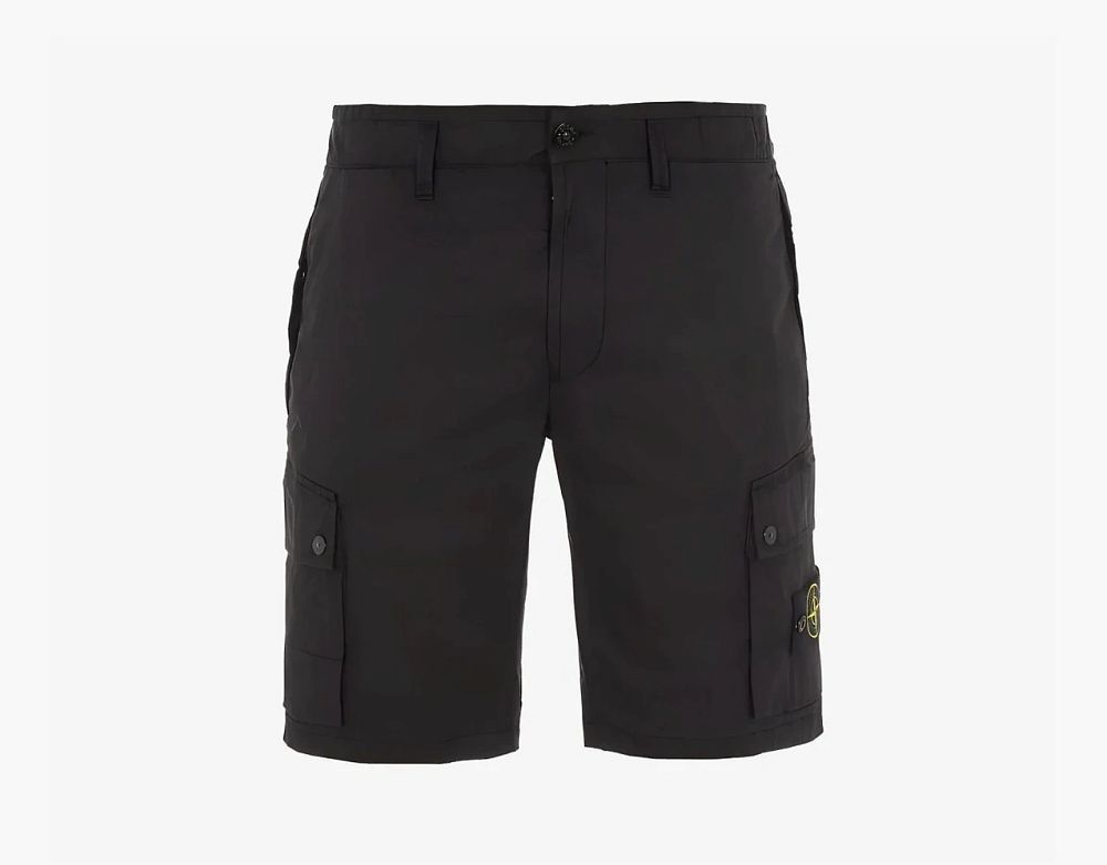 Stone Island Supima Cotton Cargo Shorts Black