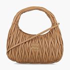 Miu Miu Wander Matelasse Nappa Leather Hobo Bag Caramel