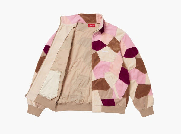 Supreme Patchwork Velour Track Jacket  Tan  Supreme Patchwork Velour Track Jacket  Tan