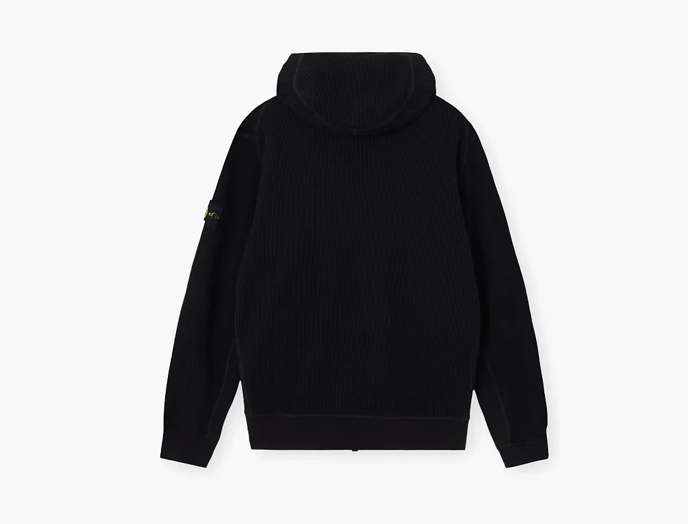 Stone Island Organic Cotton Waffle Fleece Sweatshirt Black