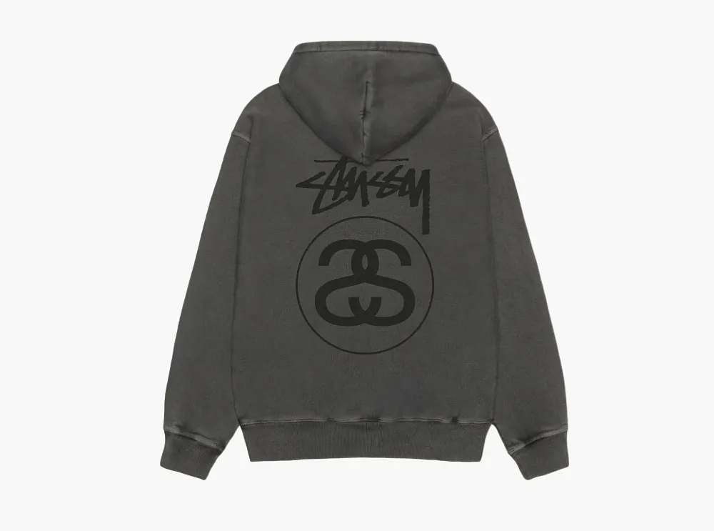 Stussy Stock Link Zip Hoodie Pigment Dyed Black