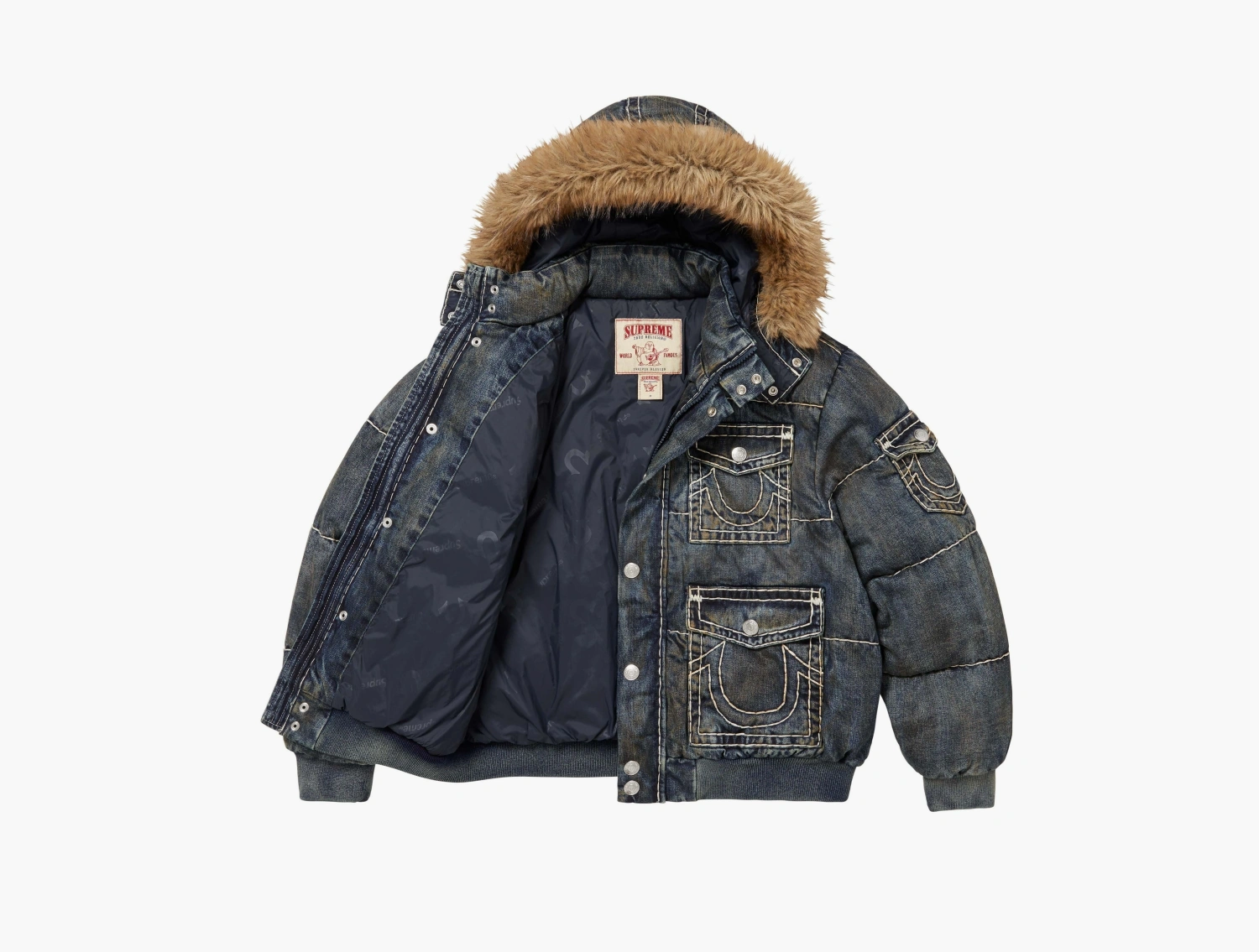 Supreme x True Religion Puffer Jacket Dirty Indigo 