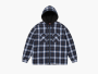 Supreme Lined Zip Up Hooded Flannel Shirt Black 