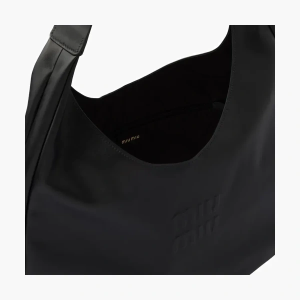 Miu Miu Leather Hobo Bag Black 