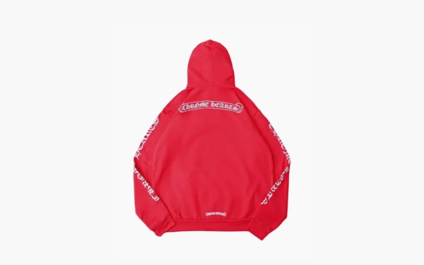 Chrome Hearts Scroll Logo Hoodie Red & White 