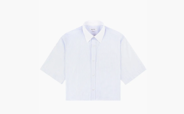 Sporty & Rich Striped Croped Cotton Shirt Blue 