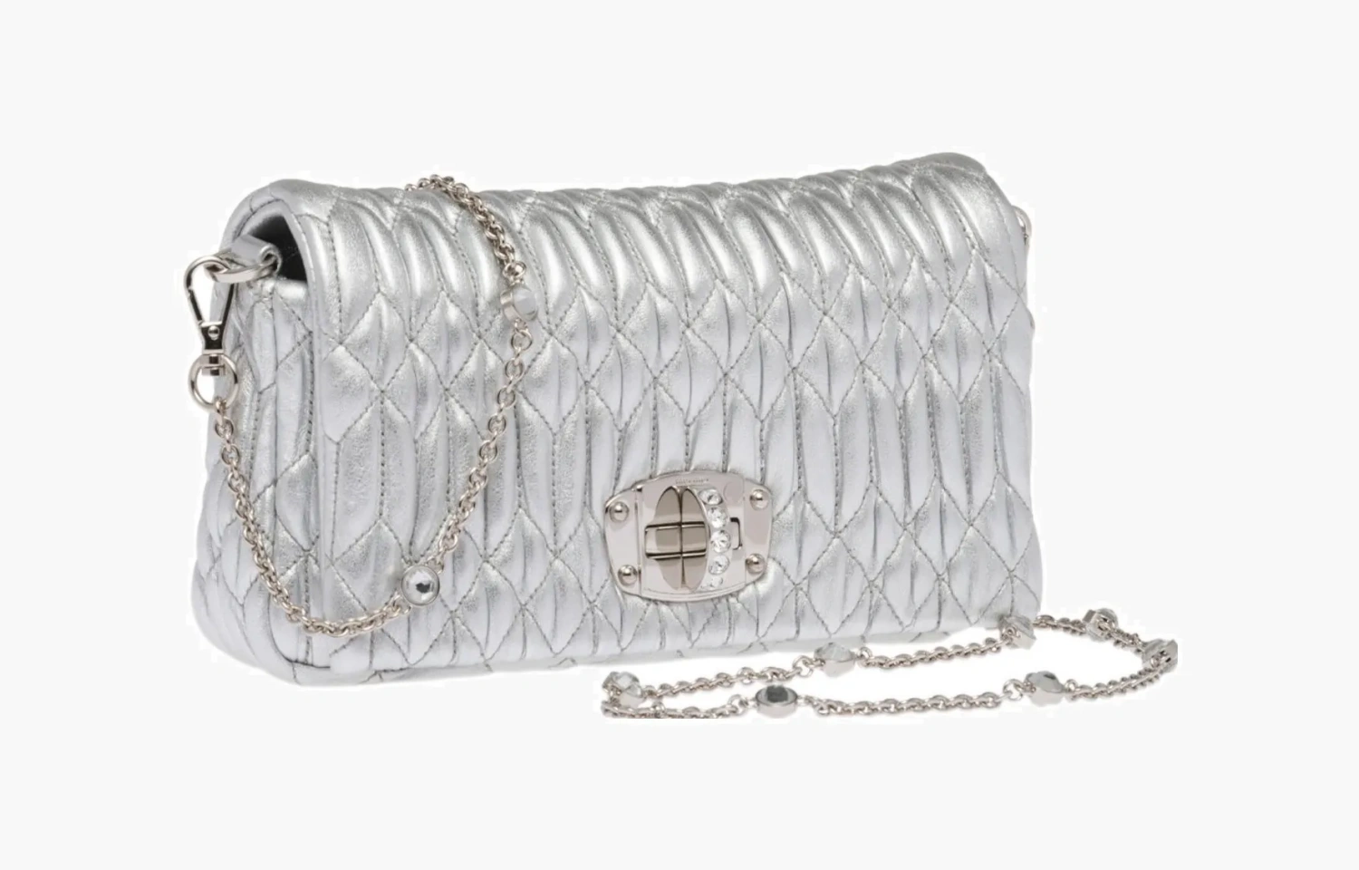 фото Miu Miu Nappa Leather And Crystal Mini-bag "Silver" (Miu Miu)-5BP079-FVJ-F0118-V-OOO