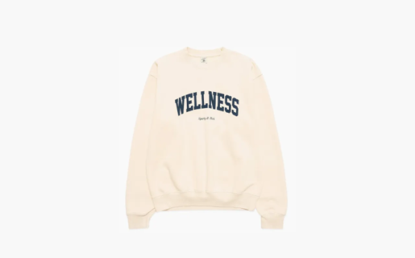 Sporty & Rich Slogan Printed Crewneck Sweatshirt Cream 