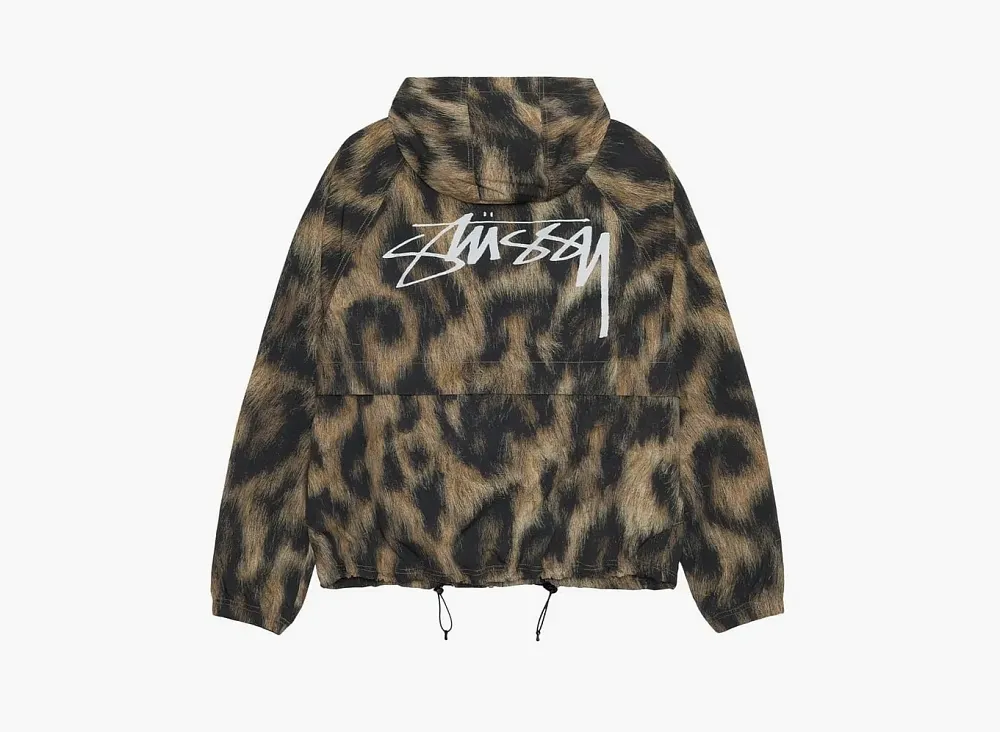 Stussy Beach Shell Fur Print Jacket Brown