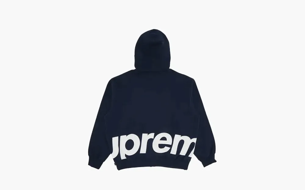 Supreme Big Logo Zip Up Hooded Sweatshirt Navy