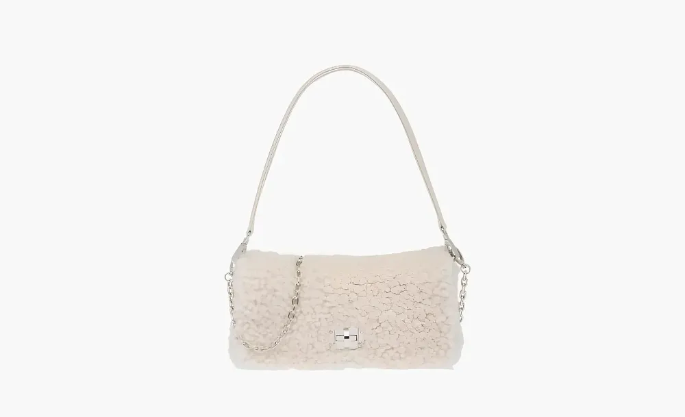 MIU MIU Sheepskin Shoulder Bag In Ivory White