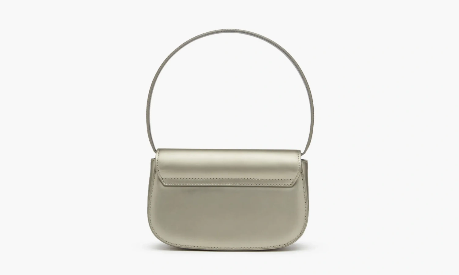 Diesel 1DR Shoulder Bag Metallic Leather Grey 