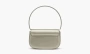 Diesel 1DR Shoulder Bag Metallic Leather Grey 