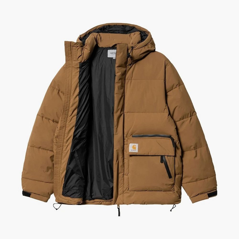 Carhartt WIP Hooded Down Puffer Jacket Brown