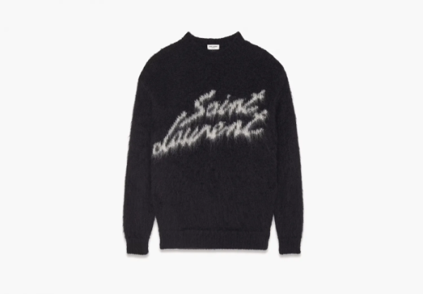 Saint Laurent Sweater 90s In Mohair Black & Natural 