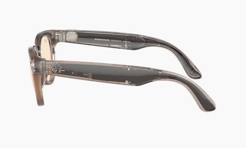 Ray-Ban Meta Headliner Shiny Warm Stone Clear/Saffron Yellow Transitions