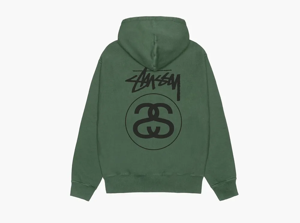 Stussy Stock Link Zip Hoodie Pigment Dyed Pine
