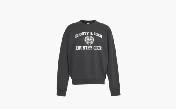 Sporty & Rich Ivy Varsity long-sleeve cotton-jersey sweatshirt Black 
