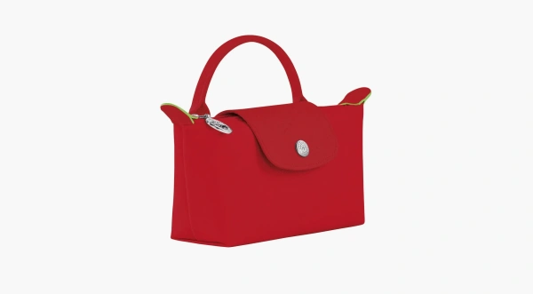 Longchamp Le Pliage Green Handle Pouch Tomato 