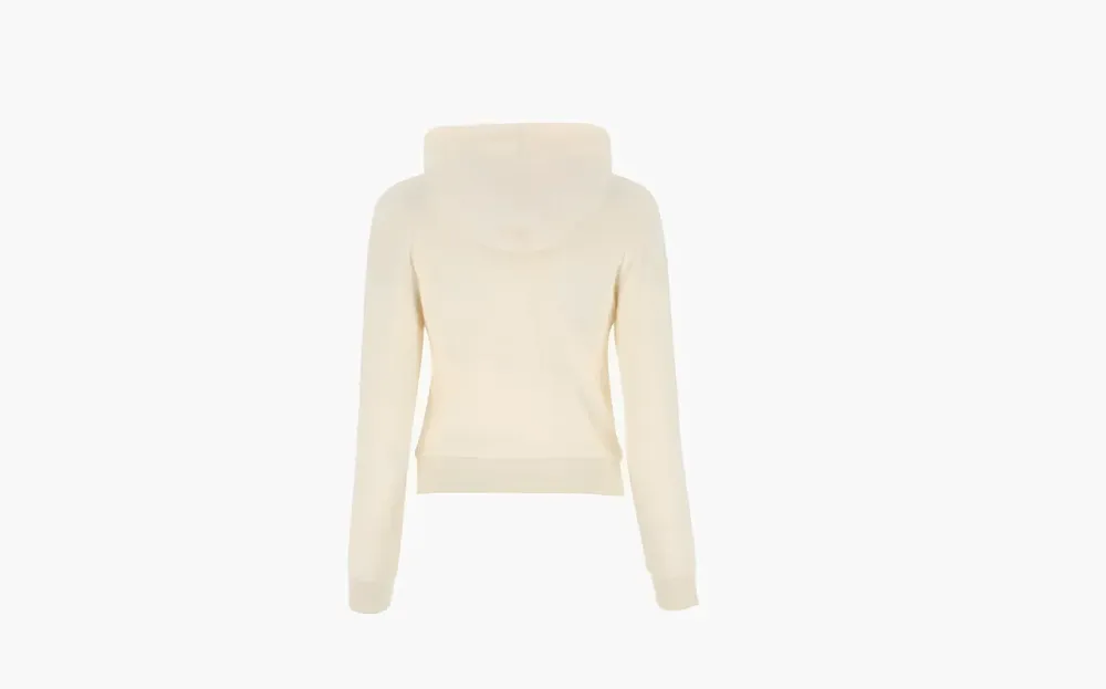 Sporty & Rich Logo Embroidered Jersey Fleece Hoodie Beige