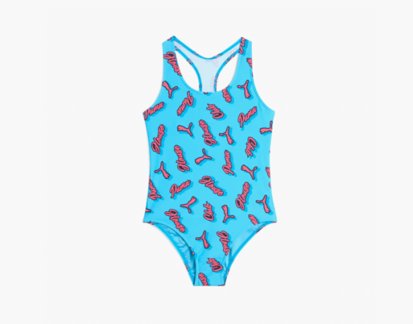 Puma Printed Racerback Swimsuit Blue 