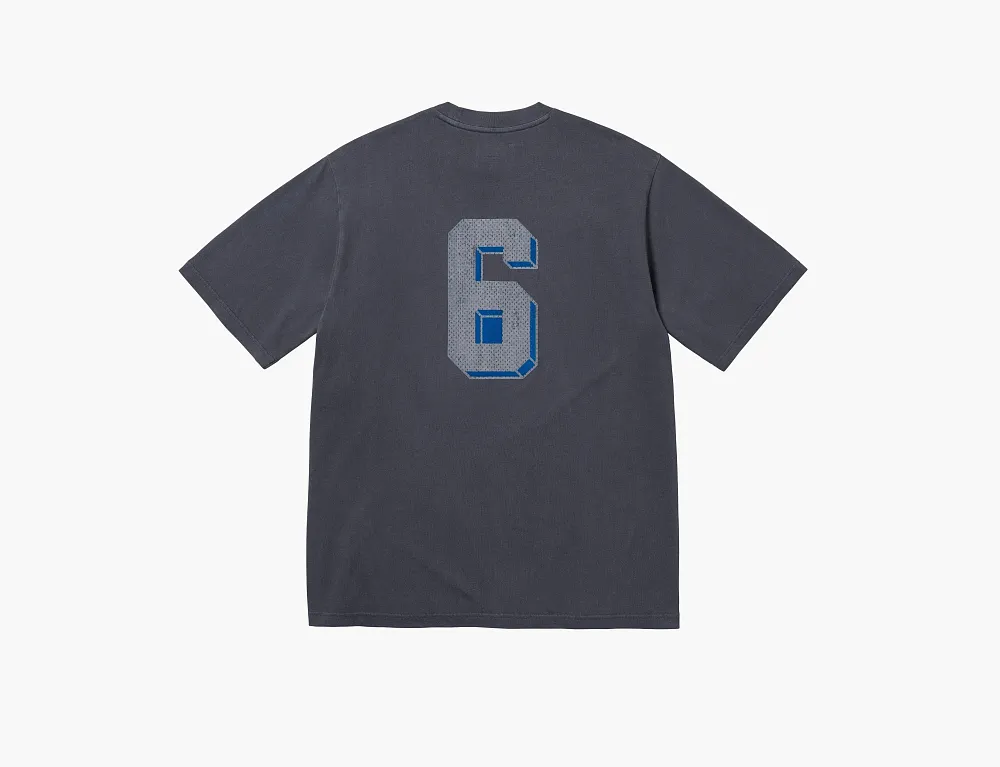 Supreme Flocked Washed S/S Top  Dusty Navy